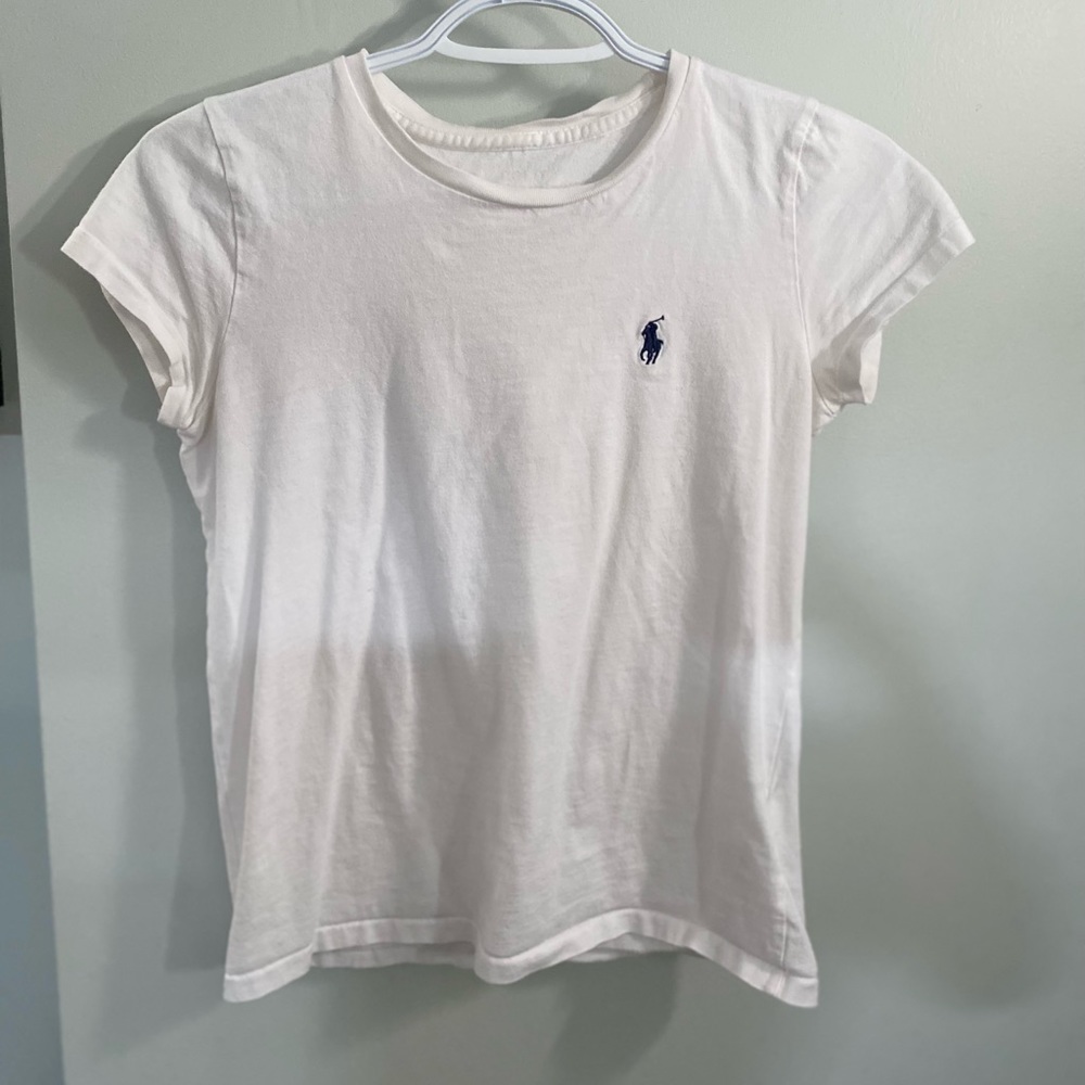 White polo shirt (navy blue logo)